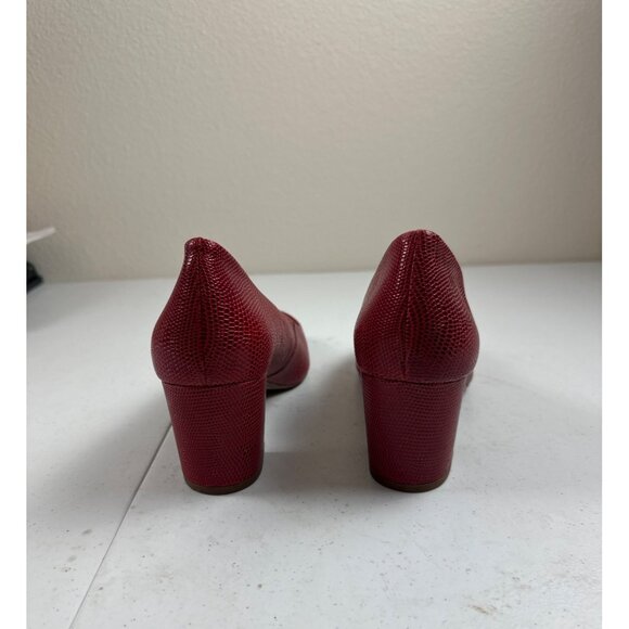 Corso Como Red Faux Snakeskin Pointed Toe Block Heels - Size 9.5 - Picture 4 of 7